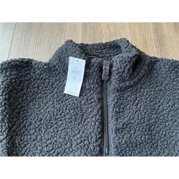 Gap Kids Girls Sherpa Fleece Quarter Zip Sweater Black NWT Size Small (6/7) - Picture 4 of 6